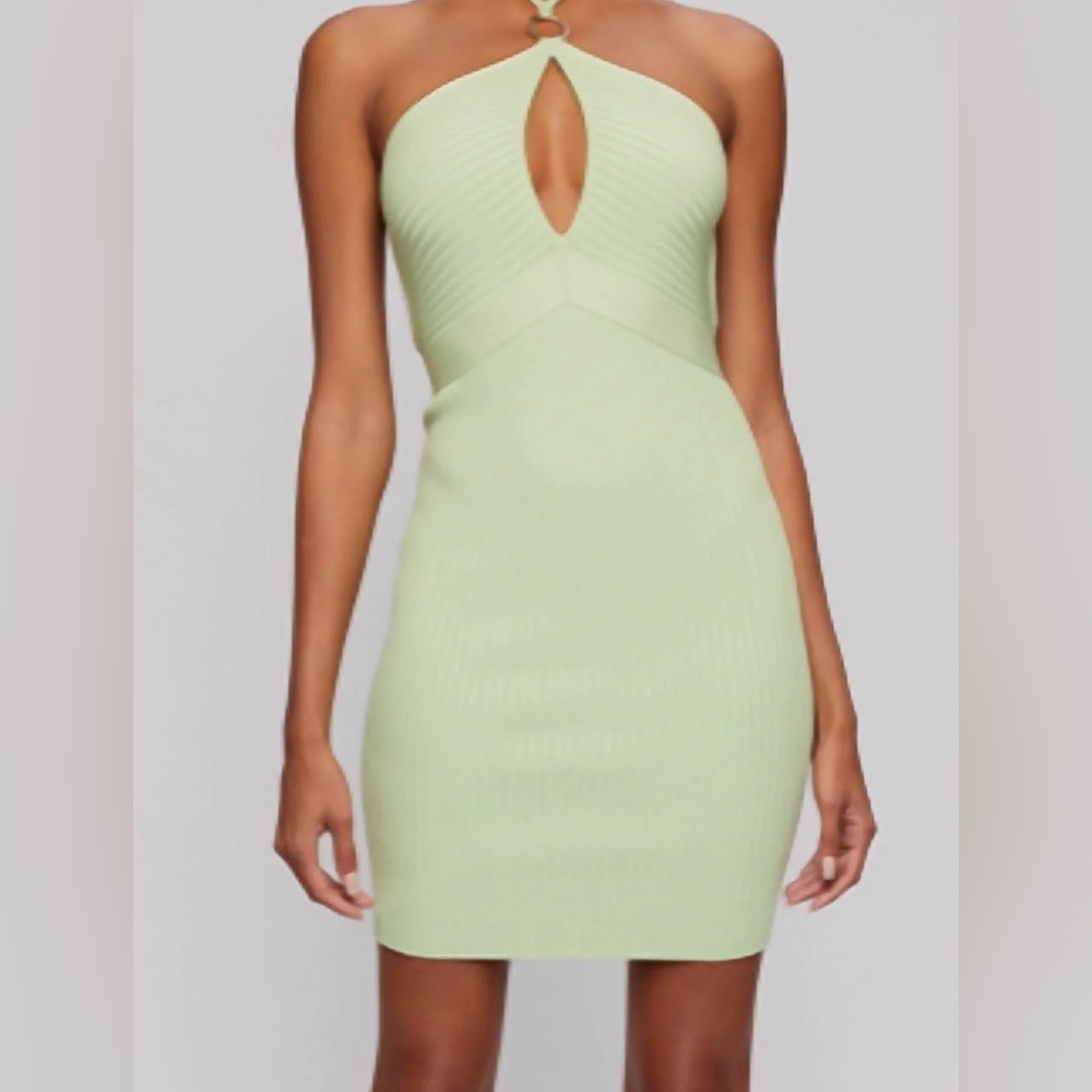JONATHAN SIMKHAI Tabitha Halter Dress In Pear